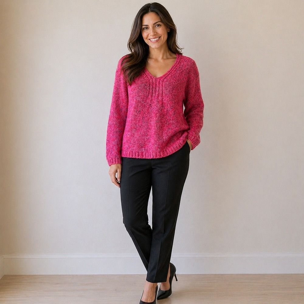 Venezia Jeans- Pink V-Neck Sweater Knit Pullover‎ Size 14/16